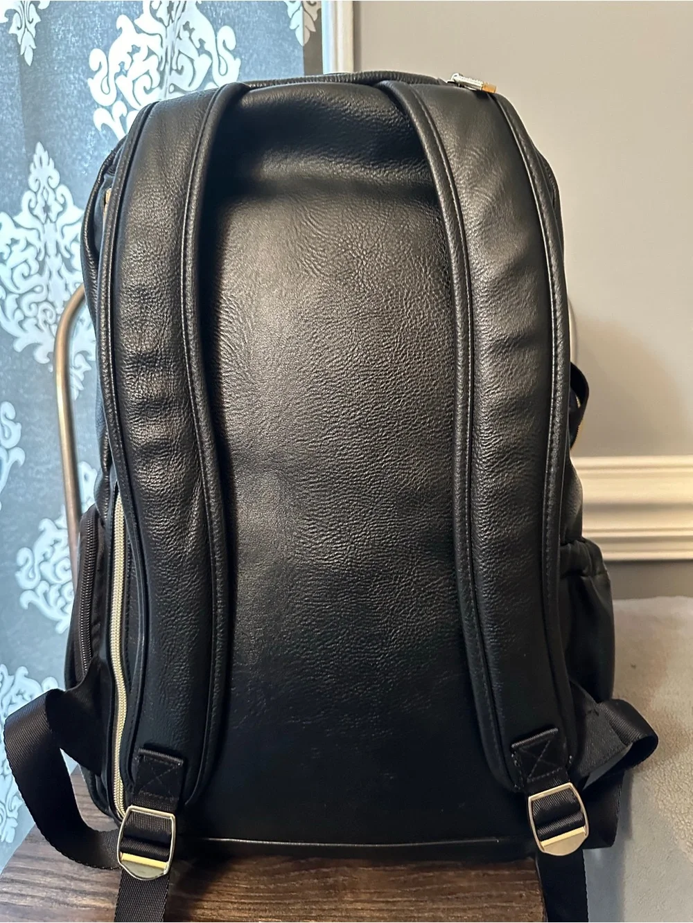 Itzy Ritzy Black Quilted Boss Backpack with Gold Hardware